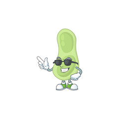 Super cute staphylococcus pneumoniae cartoon character wearing black glasses