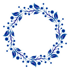Fototapeta na wymiar blue and white floral frame