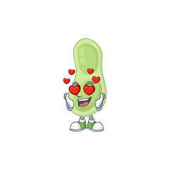 Charming staphylococcus pneumoniae cartoon character with a falling in love face