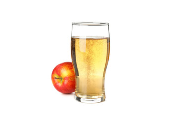 Glass of apple cider isolated on white background