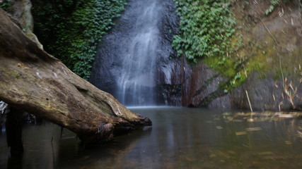 Fototapeta na wymiar beautiful waterfall in the middle of the forest in central java, indonesia