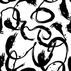 Black and white abstract hand drawn seamless pattern