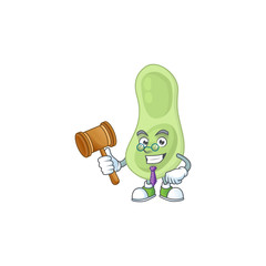 Charismatic Judge staphylococcus pneumoniae cartoon character design with glasses