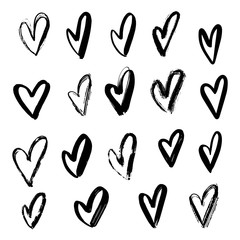 Set of hand drawn hearts. Design elements for Valentine's day, greeting card, sale banner. Love element