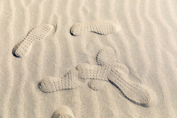 footprints in sand, İztuzu beach, Dalyan, Turkey.