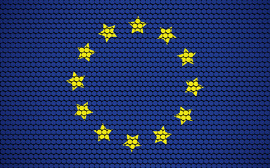 Abstract flag of Europe made of circles. European flag designed with colored dots giving it a modern and futuristic abstract look.