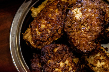 delicious homemade Mama's meatballs. Lunch meat closeup