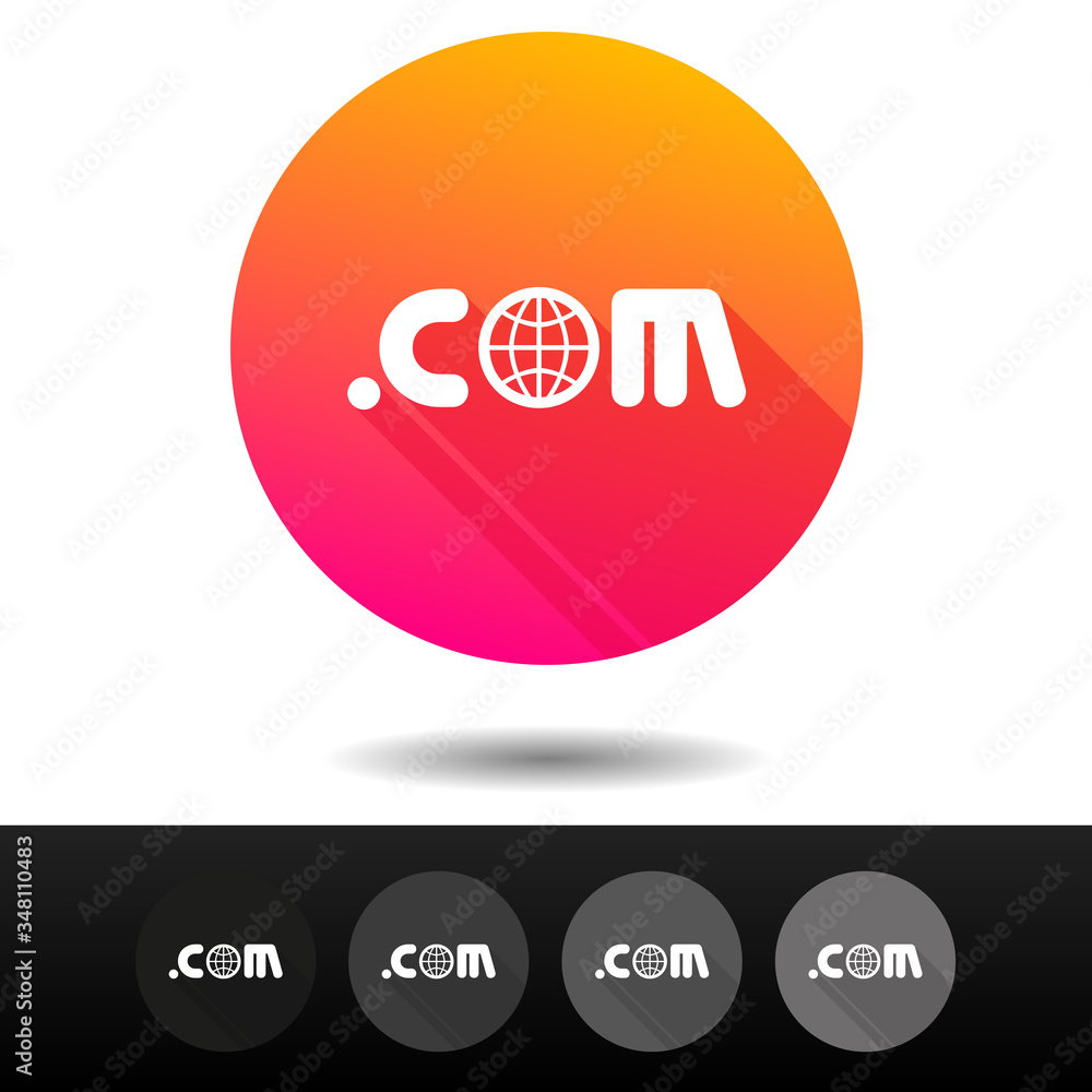 Poster domain com sign buttons. top-level internet domain symbols.