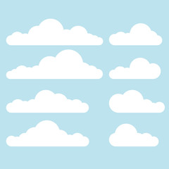 White cloud, icon set, flat design