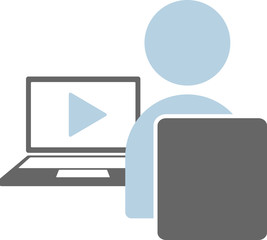 ノートパソコンで動画を見る人のアイコン　ベクターイラスト