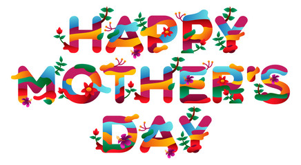 Mother's Day greetings in bright colors with beautiful illustrations
