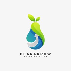 Vector Logo Illustration Pear Arrow Gradient Colorful Style