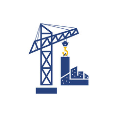 Fototapeta premium Initial L Crane Building Real Estate Construction Logo Design.