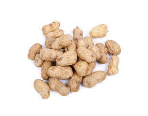 Fototapeta na wymiar Hard-boiled peanuts on a white background