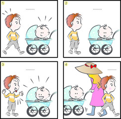 boy meet baby comic story vector