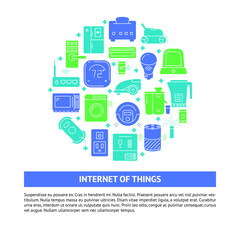 Internet of things round concept banner in flat style