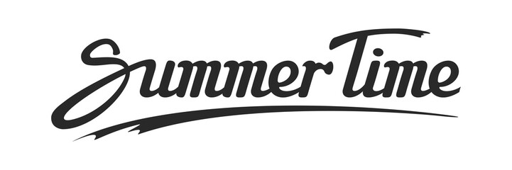 Text Summer Time on a white background, hand lettering calligraphy , vector illustration