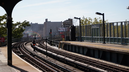 Fototapeta na wymiar An outside subway station in Coney Island, NYC.