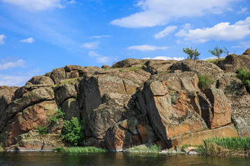 Fototapeta na wymiar Granite stones in the steppe