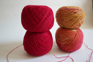  wool yarn on white background