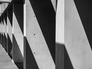 Concrete columns Architecture details Modern Building space perspective shade and shadow Abstract...