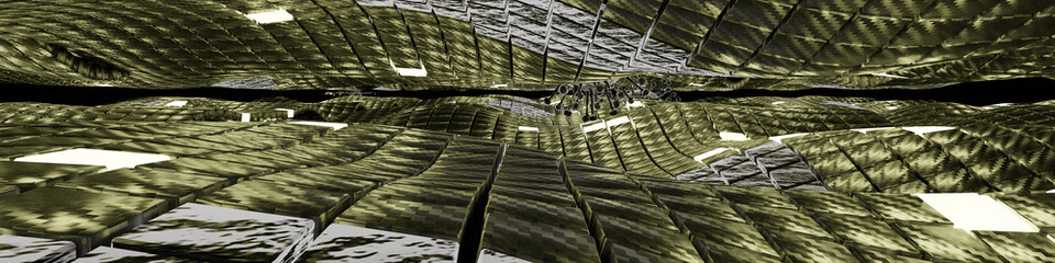 Obraz premium 3d render ,yellow golden green,virus corona covid-19,Sci-Fi,Abstract texture brick block background