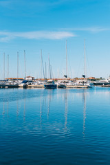 Fototapeta premium Unknown boats in the harbor of Porto Rotondo, Sardinia