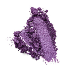 Close-up of make-up swatches. Smears of crushed purple eye shadow