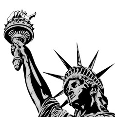 Statue of liberty, black and white vector - 348120821
