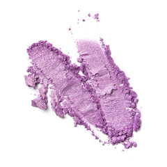 Close-up of make-up swatches. Smears of crushed purple eye shadow
