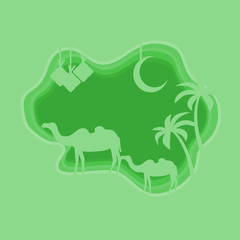 Idul Fitri and Ramadhan Theme Papercut Style