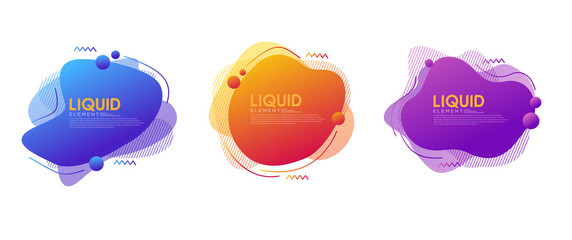 Modern abstract dynamic fluid liquid set. Graphic template element.
