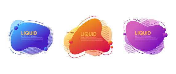 Modern abstract dynamic fluid liquid set. Graphic template element.