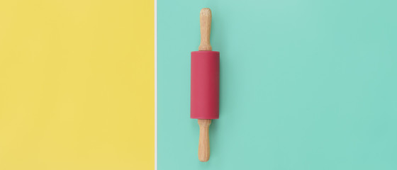 close up of wooden rolling pin for background