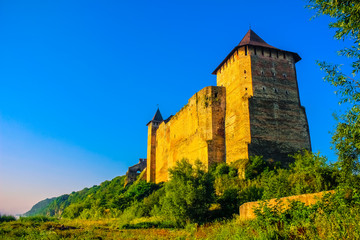 Ukraine. On the mountain is an old fortress.