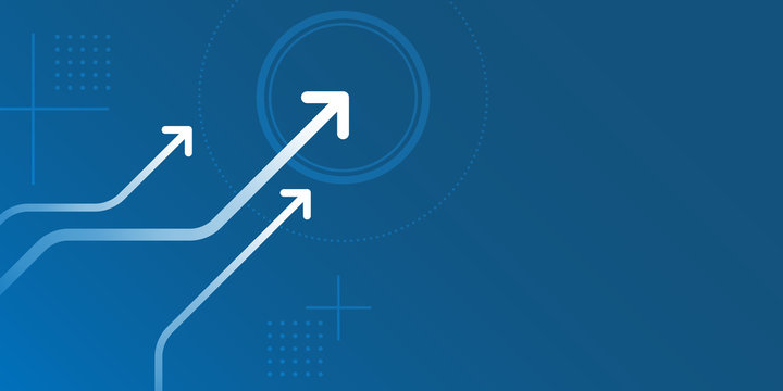 Light arrow up on blue background with copy space illustration, business growth concept.