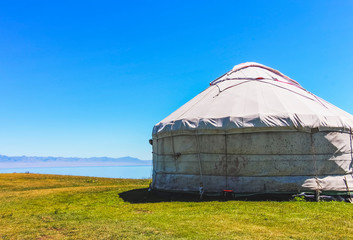 Yurt of the nomadic Kazakhs next to Sayram Lake