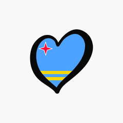 Aruba heart country flag graphic element Illustration template design
