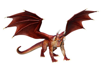 3D Rendering Fairy Tale Dragon on White