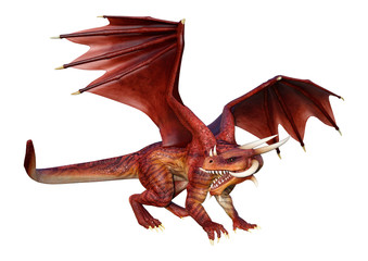 Obraz premium 3D renderowania Bajkowy smok na białym tle