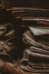 shabby old books on the table