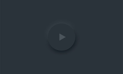 Play button on a dark background. Neomorphism design. Vector illustration
