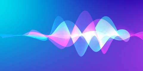 Speaking sound wave lines illustration.Colorful gradient motion abstract background. © Koy