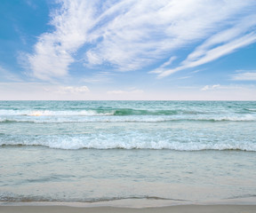 Waves at sea or ocean in the evening.