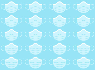Surgical face mask pattern on a blue background