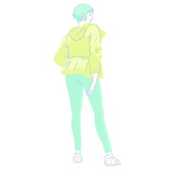 スタイリッシュな若い女性（全身・春・秋）