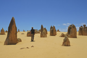 Australian man hiking at Pinnacles Desert in Western Australia