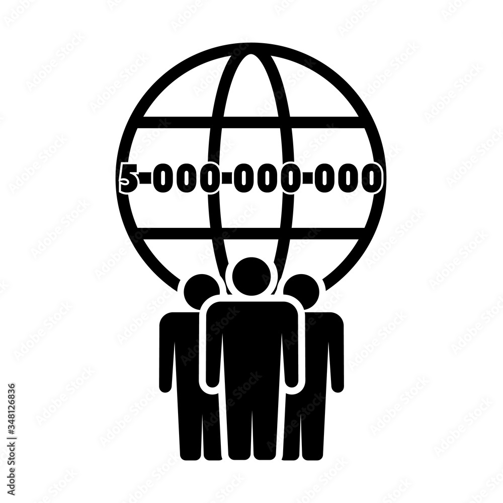 Poster vector illustration, new number of internet users in 2020 year -5 bilion internet users all over the