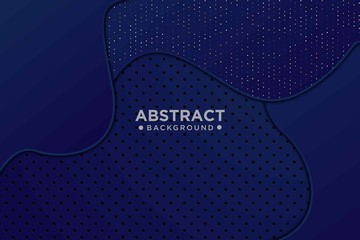 Abstract 3d dark blue wavy overlapping wavy shapes with glitter and dots design modern luxury futuristic technology background, vector illustration.