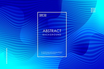 Blue Liquid Shapes. Abstract Poster with Distortion of Wave Geometric Vector Gradient Background with Movement of Liquid. 3d and Light Effect. Eps10 vector